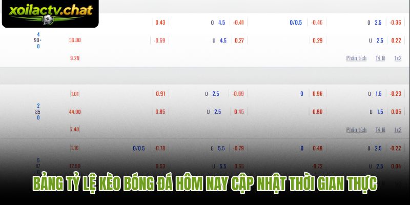 Bảng tỷ lệ kèo trực tuyến phản ánh nhịp chuyển động trước giờ bóng lăn
